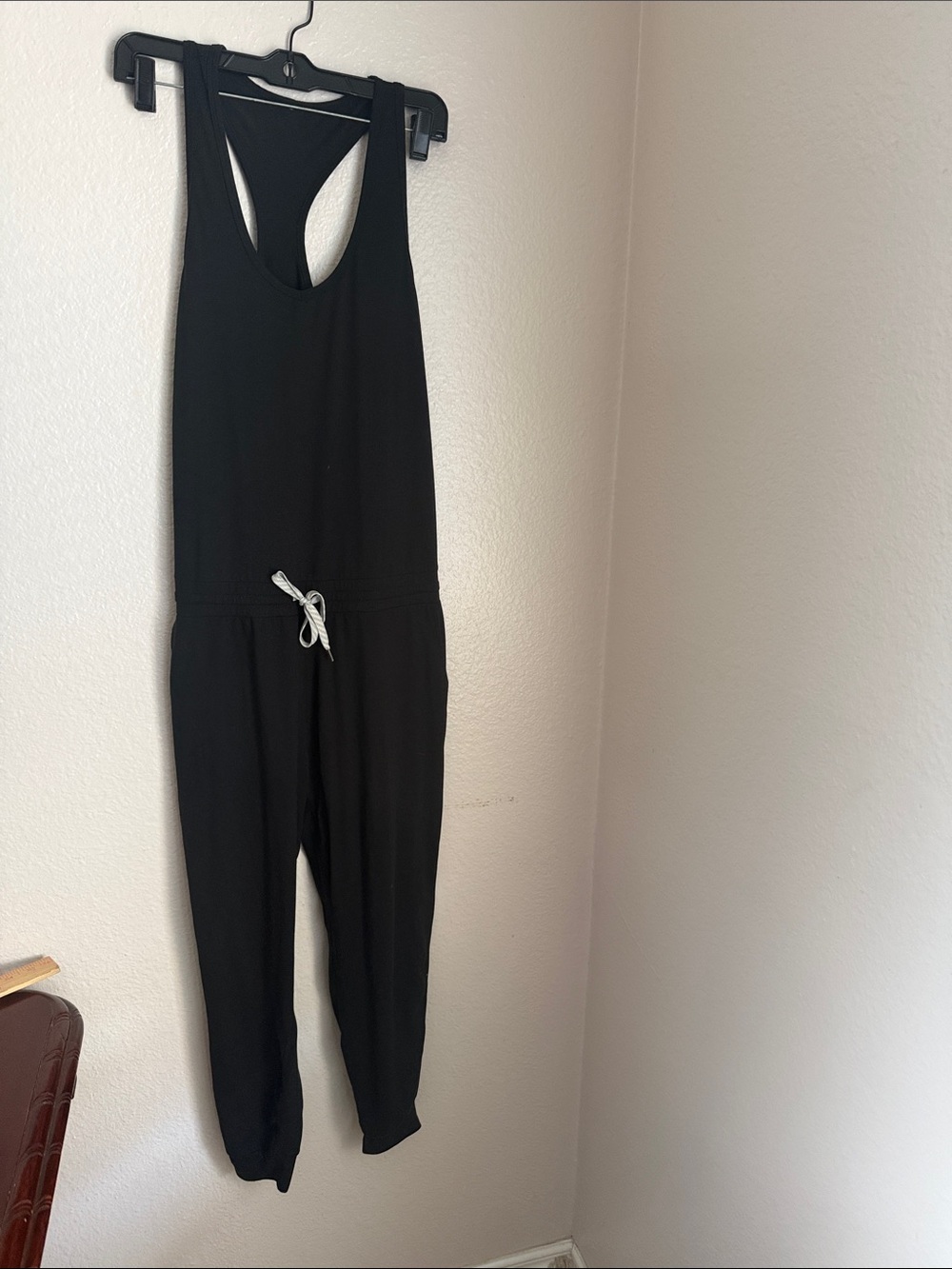 Vuori Black Racerback Jumpsuit with Drawstring s pockets lux harem - Picture 2 of 9